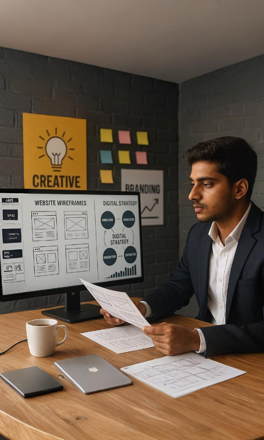 AdScroll360's early team brainstorming creative and web development strategies
